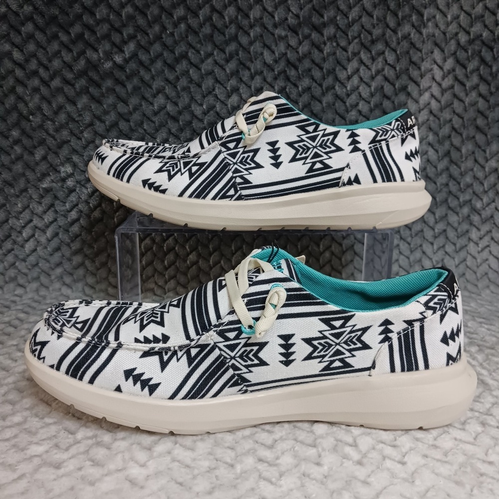Ariat Hilo Stark Southwest Women's Sneakers Shoes Aztec Print Black White Sz 10B - Picture 2 of 10